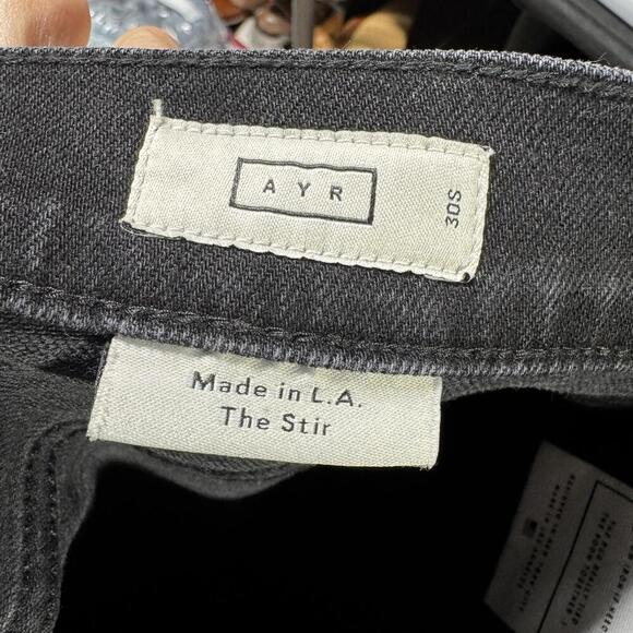 AYR jeans womens 30 short black high rise straight leg stir  denim minimalist - Picture 4 of 6